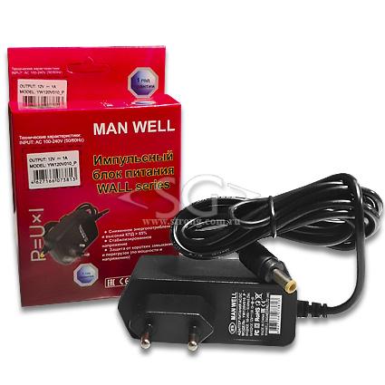 Блок питания 12 В; 1 A; 12 Вт; штекер 5,0*3,4 мм; вилка встр. (AC/DC; MAN WELL; YW120V010_P)