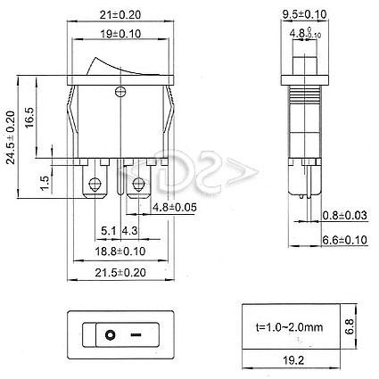 Переключатель KCD1-110 (KCD1-110O0111WWA) 6A 2pin WHITE