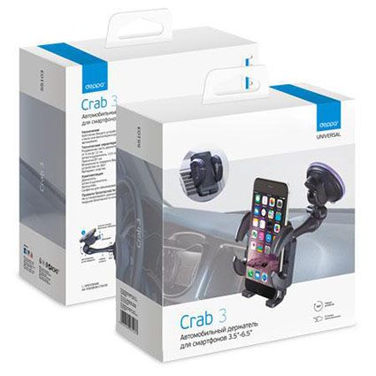 Держатель Deppa Crab 3 для смартфонов 3,5"-6,5" универсальный, гибкая штанга