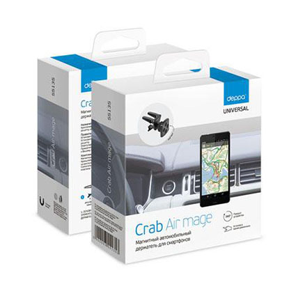 Держатель Deppa, Crab Air mage для смартфонов до 200 гр., магнитный, крепление на вент. решетку