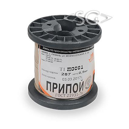 Припой ПОС-61 1 мм трубка с каниф. (катушка 500 гр.) ГОСТ21931-76