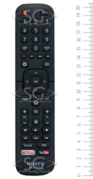 Пульт дистанционного управления для HISENSE / DEXP / DNS universal RM-L1335 (корпус типа EN2S27HS (NETFLIX, YouTube) переключение 7 кодов) в коробке