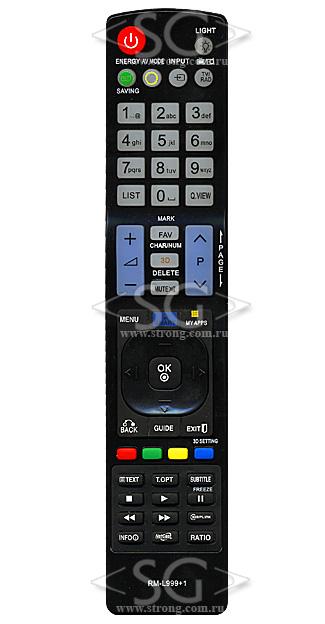 Пульт дистанционного управления для LG universal RM-L999+1 (корпус типа AKB72914020 с подсветкой кнопок 3D) блистер