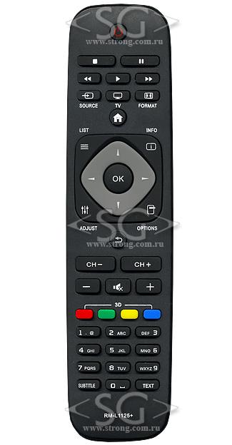 Пульт дистанционного управления для PHILIPS universal RM-L1125+(корпус типа 9965 900 00449 )+3D(перекл 4-х кодов) в коробке