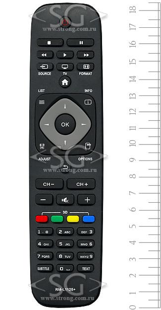 Пульт дистанционного управления для PHILIPS universal RM-L1125+(корпус типа 9965 900 00449 )+3D(перекл 4-х кодов) в коробке