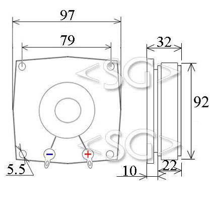 ���������������� ( �������) TW-10 (98*h34*����.����.89mm) 16 Ohm; 10W, �������, (10���-35)