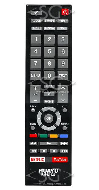 Пульт дистанционного управления для TOSHIBA universal RM-L1625 (корпус типа CT-8547 Netflix. YouTube) блистер