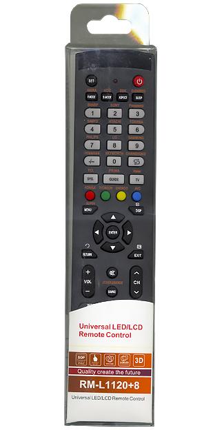 Пульт дистанционного управления универсальный для TV(весь китай) RM-L1120+8(корп.типа SUPRA Y-72C (ин.на рус.яз.с цв.фото) бл