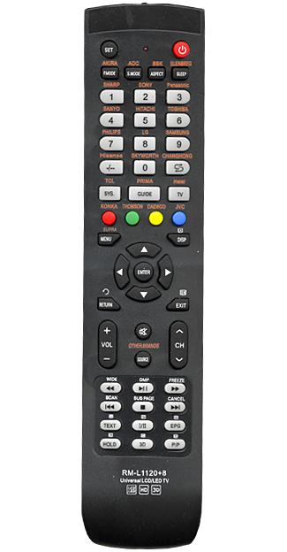 Пульт дистанционного управления универсальный для TV(весь китай) RM-L1120+8(корп.типа SUPRA Y-72C (ин.на рус.яз.с цв.фото) бл