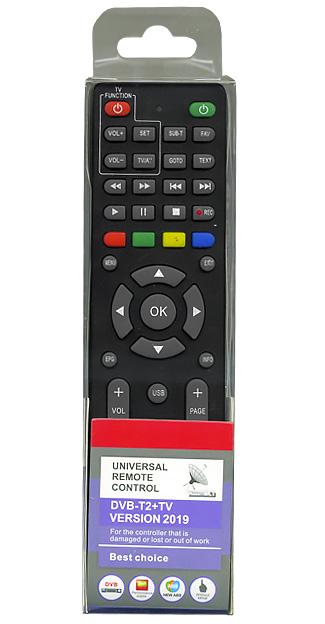 Пульт дистанционного управления универсальный для DVB-T2+3 ресиверов+TV ver2019(длинные)(инст. на русс.яз. с цв.фото)блистер