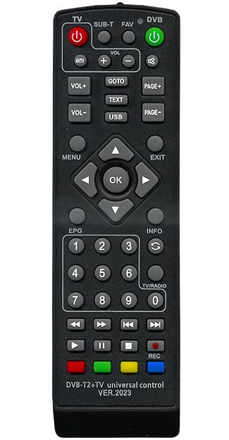 Пульт дистанционного управления универсальный для DVB-T2 ресиверов +TV ver.2023 в коробке