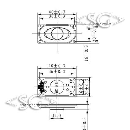 Громкоговоритель (динамик) YD2040 (40*20*5,8) 8 Om 2W