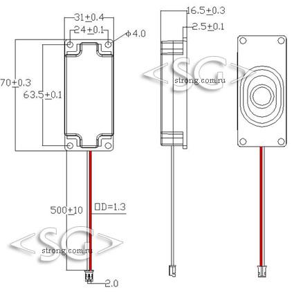 Мини громкоговоритель (70*31*16) 8 Om 3W (YDSB-3070-8R3W-2P2.0)