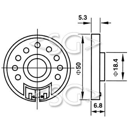���������������� ( �������) YD50-01P (50*h7*����.N35)  8 Om 0.5W, �������