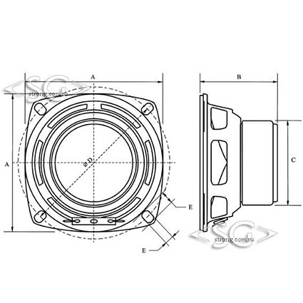 Громкоговоритель ( динамик) YD78-46 (77*h44*закр.магн.48mm) 4 Om 3W мет.