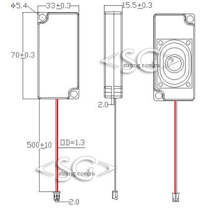 Мини громкоговоритель 2 ШТ (ПАРА) (69,9*33,4*15,6) 8 Om 2W (YDSB-3370-8R2W-2P2.0)
