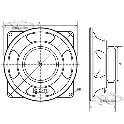 ���������������� ( �������) YD125-6RU (125*h42*����.����.60mm) 4 Om 5 W ���.