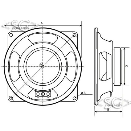 Громкоговоритель ( динамик) YD125-6RU (125*h42*откр.магн.60mm) 8 Om 5 W мет.