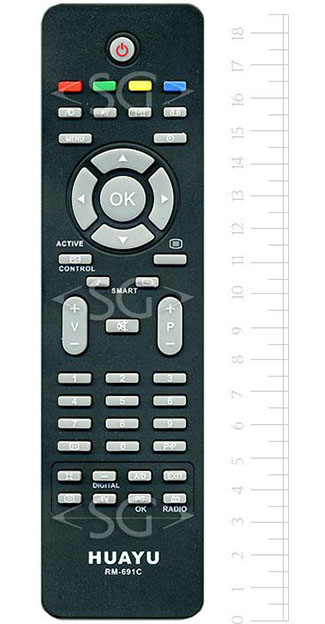 Пульт дистанционного управления для PHILIPS universal RM-691C (корпус типа RC2034302/01 lcd) блистер