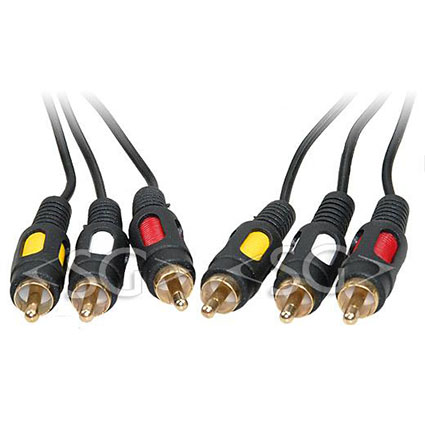 Шнур 3*RCA штекера - 3*RCA штекера (литой) OD:2,5х7,5 мм 3,0 м.