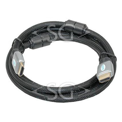 Шнур HDMI 19рin MALE-MALE (сборный) OD:7,3 мм 2 фильтра, кабель медный, армированный 1,5 м.