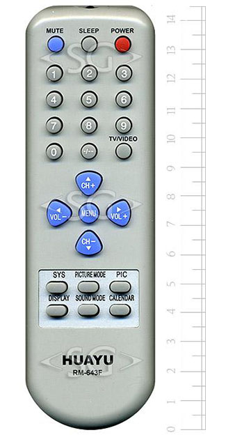 ����� �������������� ���������� ��� SHIVAKI/ELENBERG/TRONY universal RM-643F (������ ���� RC-813 )������������ 8 ����� (�������)