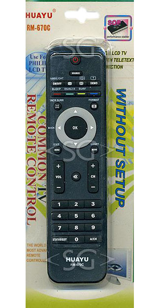 Пульт дистанционного управления для PHILIPS universal RM-670C(C+) (корпус типа RC2143606/01 ambil. lcd) блистер