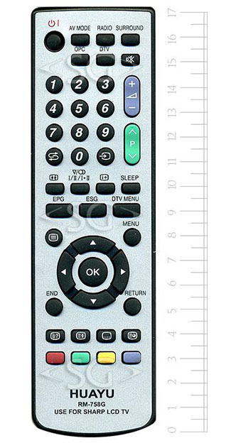 Пульт дистанционного управления для SHARP universal RM-758G (корпус типа GA520WJSA белый) блистер