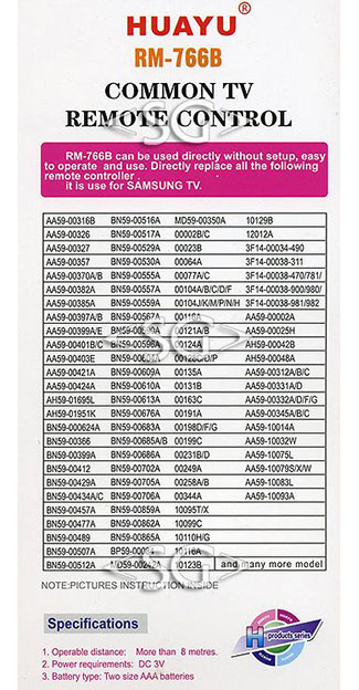 ����� �������������� ���������� ��� SAMSUNG universal RM-766B (������ ���� BN59-00683A lcd) �������