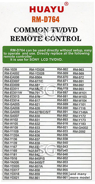 ����� �������������� ���������� ��� SONY universal RM-D764 (������ ���� RM-ED011W lcd �����) �������