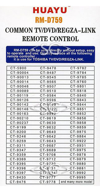 ����� �������������� ���������� ��� TOSHIBA universal RM-D759 (������ ���� CT-90287 lcd) �������
