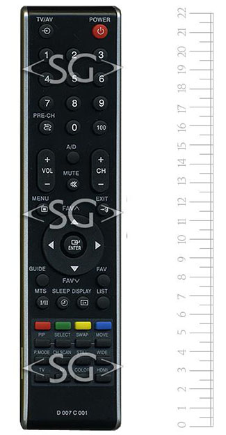 Пульт дистанционного управления для TOSHIBA universal D007C001 (корпус типа CT-90287 ) (в коробке)