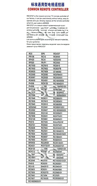 ����� �������������� ���������� ��� PHILIPS universal RM-D727 (������ ���� RC4331/01 lcd) � �������
