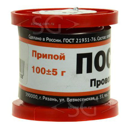 Припой ПОС-61 3 мм проволока (катушка 100 гр.) ГОСТ21931-76
