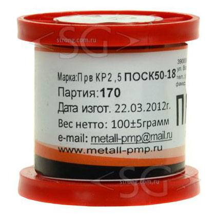 Припой ПОСК-50-18 2,5 мм проволока (катушка 100 гр.) t плав 145C ГОСТ21931-76