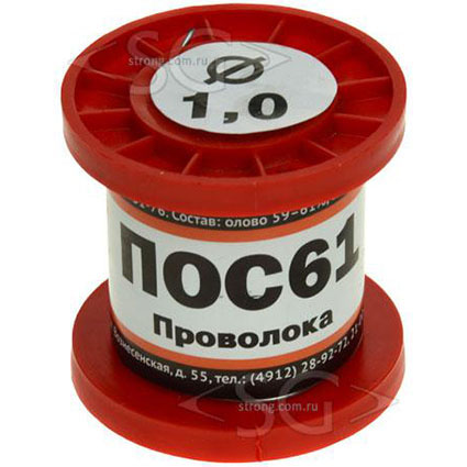 Припой ПОС-61 1 мм проволока (катушка 100 гр.) ГОСТ21931-76