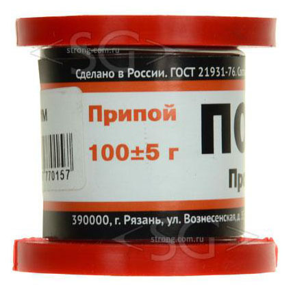 Припой ПОС-61 1 мм проволока (катушка 100 гр.) ГОСТ21931-76