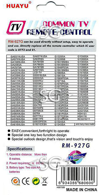 ����� �������������� ���������� ��� SHARP universal RM-927G (������ ���� GA746SB ) �������