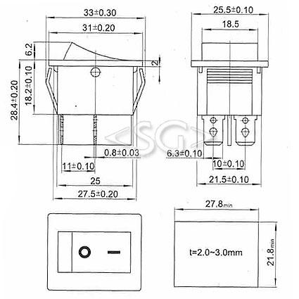 Переключатель KCD4-201 (KCD4-201N11CBKA) 16A 4pin BLUE light
