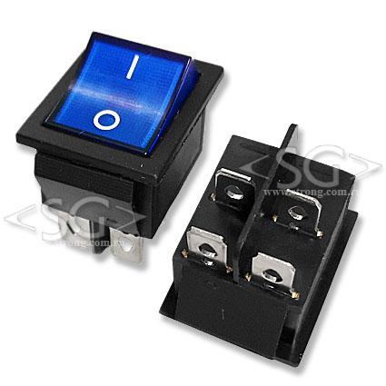 Переключатель KCD4-201 (KCD4-201N11CBKA) 16A 4pin BLUE light