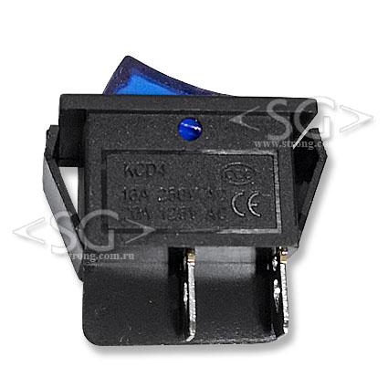 Переключатель KCD4-201 (KCD4-201N11CBKA) 16A 4pin BLUE light