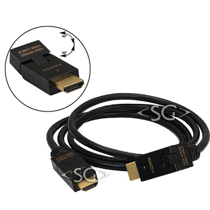 Шнур штекер HDMI - штекер HDMI v1.4 двусторонний угловой поворотный на 180* 1,5 м.