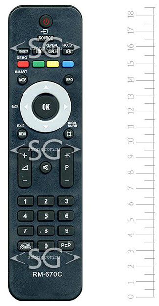 ����� �������������� ���������� ��� PHILIPS universal RM-670C (������ ���� RC2143606/01 lcd) � �������