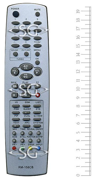 Пульт дистанционного управления для LG universal RM-158CB (корпус типа 6710V00077V) переключение 2-х кодов ( в коробке)
