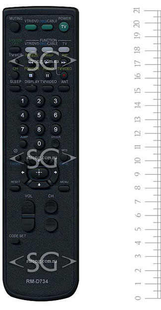 Пульт дистанционного управления для SONY universal RM-D734 (корпус типа RM-Y181 tv/dvd+vcr/sat) в коробке