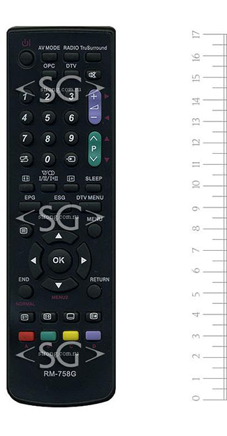 Пульт дистанционного управления для SHARP universal RM-758G (корпус типа GA574WJSA чёрный) в коробке