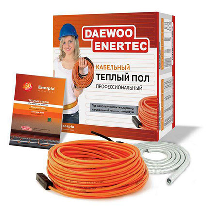 DW25W22L кабельный теплый пол двужильный DAEWOO ENERTEC, 25Вт/пог.м., площадь обогрева 2.2-4.4 кв.м