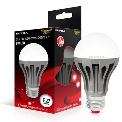 ����� ������������ E27  6(45)W ��� ?60�� h108�� 3000K-��. 480�� (SL-LED-A60-6W/3000/E27)