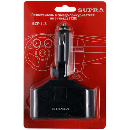 Разветвитель в гнездо прикуривателя SCP1-3 (12/24V) на 3 гнезда(12V/5A) 80W
