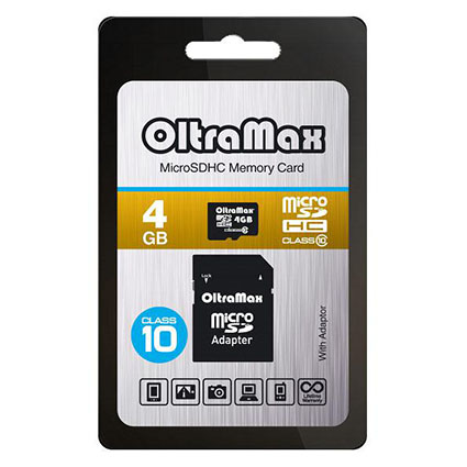 Карта памяти Micro SDHC 4Gb Class 10 c адаптером SD
